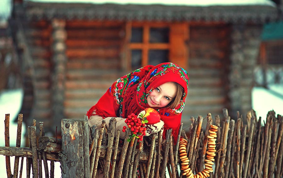 Sexy girl Women in Slavic costumes in Austin